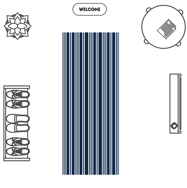 Entryway area rug layout diagram